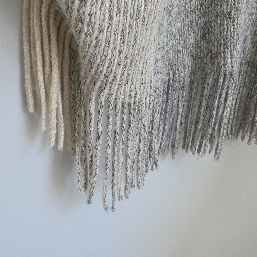 Gray and Cream Fringe Poncho - Picture 5 of 5